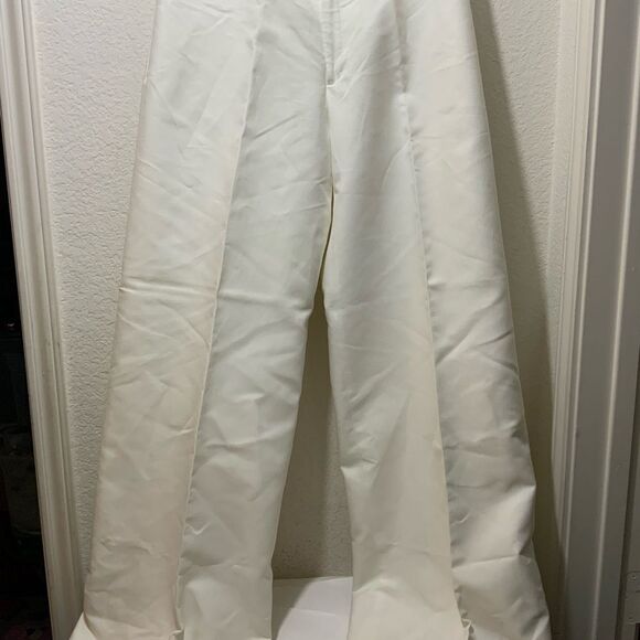 Ralph Lauren Black Label 100% cotton Wide Leg White Pants lined 10 no pockets - Picture 4 of 15